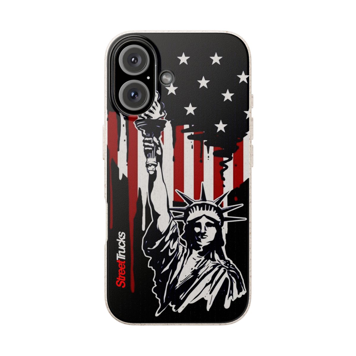 Street Trucks Biodegradable Case Statue of Liberty with Distressed American Flag phone case